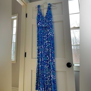 Lilly Pulitzer blue seashell maxi dress